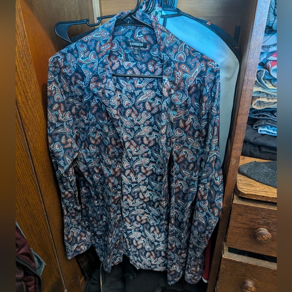 Bundle of 3 Express Mens Slim Fit Button Down Shirts - Picture 5 of 13